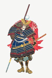 Japanese warrior, vintage illustration from the Tughra (Insignia) of Sultan Süleiman the Magnificent psd. Remixed by rawpixel.