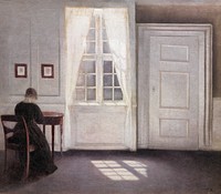 Interior in Strandgade, Sunlight on the Floor (1901), vintage painting by Vilhelm Hammersh&oslash;i. Original public domain image from The Statens Museum for Kunst.  Digitally enhanced by rawpixel.