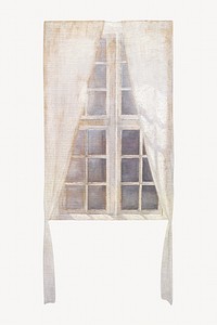 Window & curtains, vintage interior illustration by Vilhelm Hammershøi. Remixed by rawpixel.