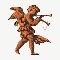 Cherub blowing trumpet, vintage illustration psd. Remixed by rawpixel.