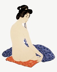 Goyo Hashiguchi's Woman after bath, vintage Japanese illustration psd. Remixed by rawpixel.