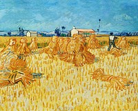 Vincent van Gogh's Harvest in Provence (1888), vintage farm painting. Original public domain image from Wikimedia Commons.  Digitally enhanced by rawpixel.