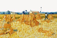 Van Gogh's farm border, Harvest in Provence painting. Remixed by rawpixel.