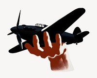 Aeroplane in hand, vintage illustration by Reginald Mount. Remixed by rawpixel.