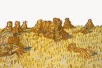 Van Gogh's farm border, Harvest in Provence painting. Remixed by rawpixel.