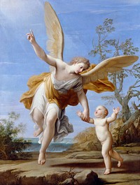 The Guardian Angel (1716), vintage painting by Marcantonio Franceschini. Original public domain image from Wikimedia Commons.  Digitally enhanced by rawpixel.