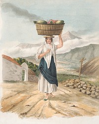 Female huckster of Port Orotava (1828), vintage woman illustration by Alfred Diston. Original public domain image from Yale Center for British Art.  Digitally enhanced by rawpixel.