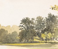 Landscape with Trees (1769–1844), vintage nature illustration by Robert Hills. Original public domain image from Yale Center for British Art.  Digitally enhanced by rawpixel.