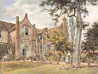 The Lecture House, Watford (1820) vintage manor illustration by William Henry Hunt. Original public domain image from Yale Center for British Art.  Digitally enhanced by rawpixel.