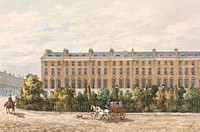 Finsbury Square (1814) vintage building illustration by George Sidney Shepherd. Original public domain image from Yale Center for British Art.  Digitally enhanced by rawpixel.