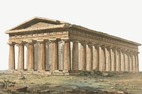 Levant: Paestum border psd, vintage building illustration by Willey Reveley. Remixed by rawpixel.