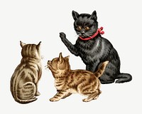 Vintage cats, pet illustration psd. Remixed by rawpixel.