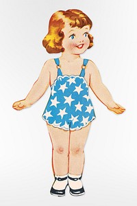 Betty paper doll with head turned to the right (1945–1947) chromolithograph art. Original public domain image from Digital Commonwealth. Digitally enhanced by rawpixel.