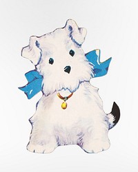 Bitsy paper doll dog (1945–1947) chromolithograph art. Original public domain image from Digital Commonwealth. Digitally enhanced by rawpixel.