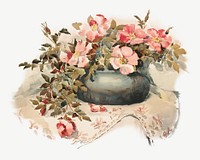 Wild roses, vintage flower illustration psd. Remixed by rawpixel.