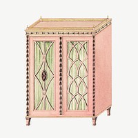 Vintage pink cabinet chromolithograph illustration psd. Remixed by rawpixel.