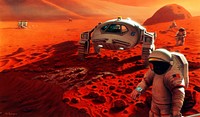 Humans on Mars (1995) illustrated by NASA/Pat Rawlings. Original public domain image from Wikimedia Commons. Digitally enhanced by rawpixel.