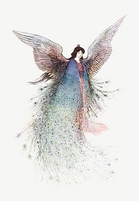 Vintage Japanese angel illustration psd. Remixed by rawpixel.