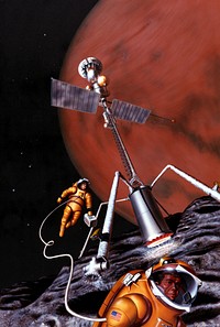 Artist's concept of possible exploration programs (1986) illustrated by NASA, Artwork by Pat Rawlings, of Eagle Engineering, Incorporated. Original public domain image from Wikimedia Commons. Digitally enhanced by rawpixel.