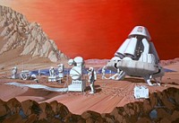 Mars mission (1989) illustrated by Les Bossinas of NASA Lewis Research Center. Original public domain image from Wikimedia Commons. Digitally enhanced by rawpixel.