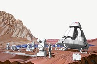 Astronauts on Mars illustration psd. Remixed by rawpixel.