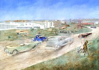 Williams Road Race (1902-1947) painting by Peter Williams. Original public domain image from Wikimedia Commons. Digitally enhanced by rawpixel.