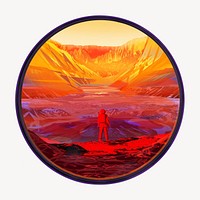 Astronaut stands on Mars illustration. Remixed by rawpixel.