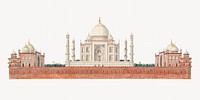 The Taj Mahal architecture watercolor art illustration. Remixed by rawpixel.