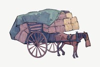 Vintage hay cart illustration psd. Remixed by rawpixel.