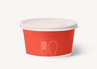 Red paper bowl, to go food product packaging