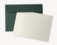 Blank off-white invitation card, green envelope