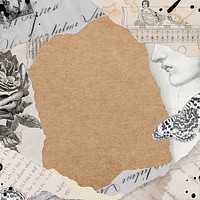 Vintage collage frame torn-paper background