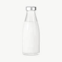 3D milk bottle, collage element psd