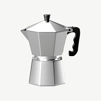 3D moka pot, collage element psd