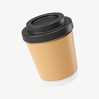 3D paper coffee cup, collage element psd