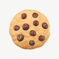 3D chocolate chip cookie, collage element psd