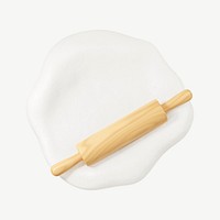 3D rolling pin dough, collage element psd