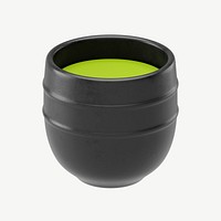 3D matcha tea bowl, collage element psd