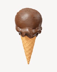 3D chocolate ice-cream cone, element illustration