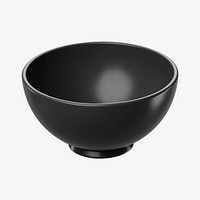 3D black bowl, collage element psd