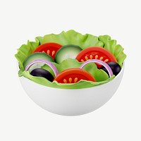 3D salad bowl, collage element psd