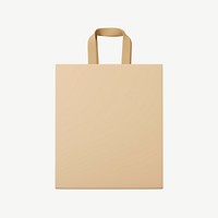 3D paper shopping bag, collage element psd