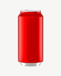 3D red soda can, collage element psd