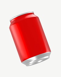 3D red soda can, collage element psd