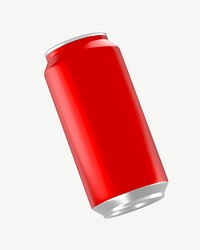 3D red soda can, collage element psd