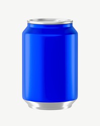 3D blue soda can, collage element psd