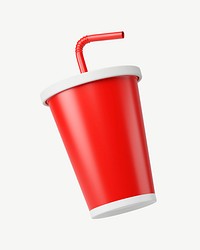 3D soda cup, collage element psd