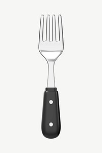 3D fork cutlery, collage element psd