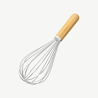 3D baking whisk, collage element psd