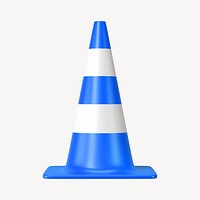 3D blue traffic cone, element illustration